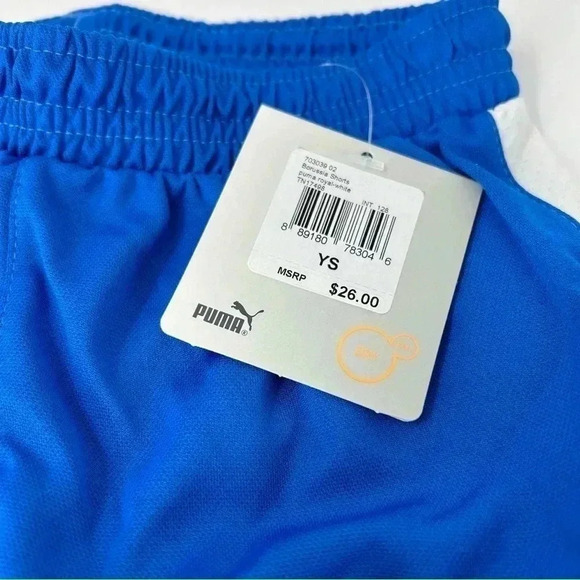 PUMA SHORTS BOYS SMALL BORUSSIA YOUTH ROYAL BLUE WHITE BASKETBALL ATHLETIC - Picture 3 of 7